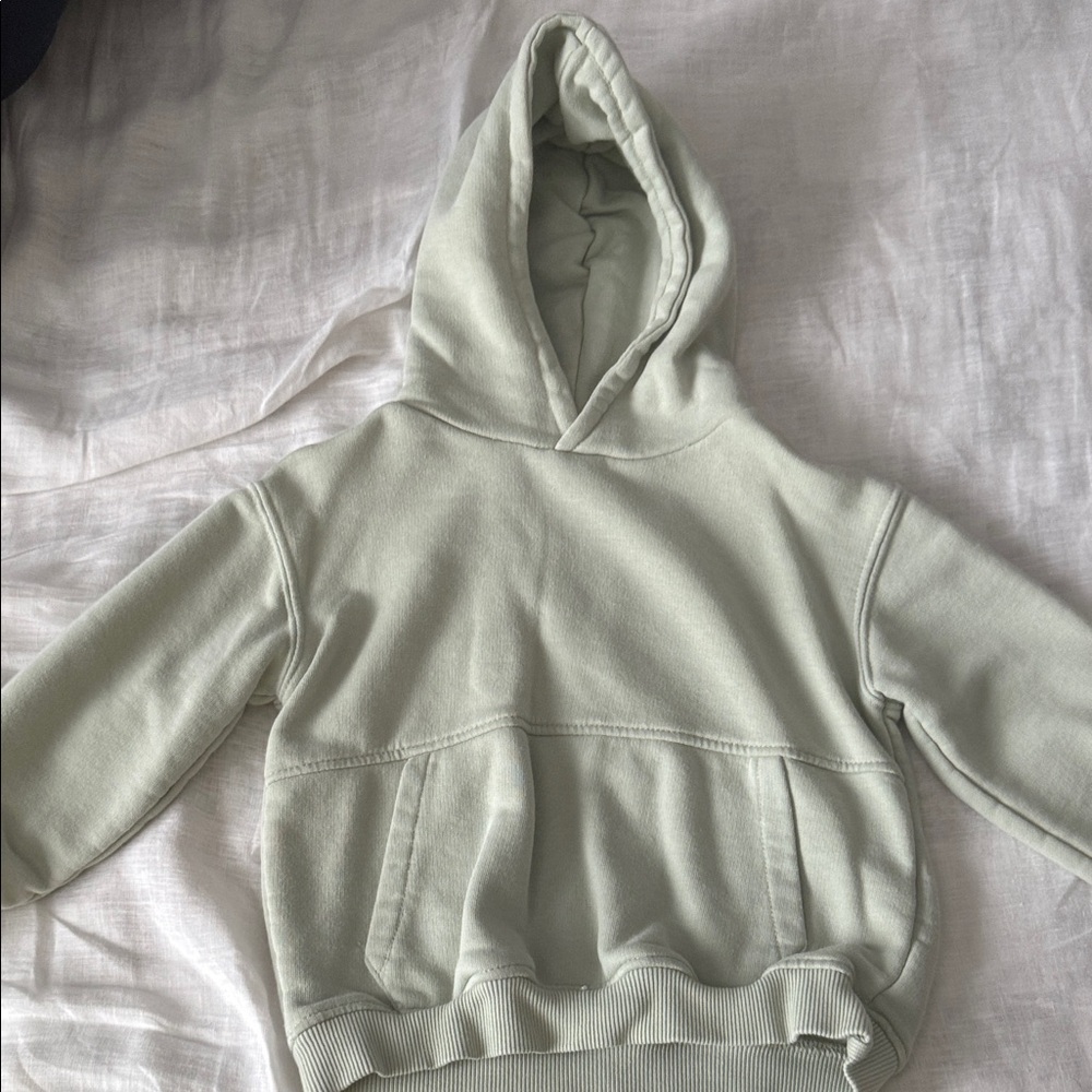 Zara Kids Sage Green Pullover Hoodie